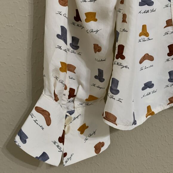 Vintage Betty Barclay Equestrian Western Hats Blouse Beige Coral Sz 46 M/L - Picture 6 of 9